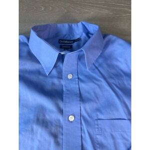 Croft & Barrow Essentials Mens Slim Fit Blue Button Down Shirt Size 15.5 34-35
